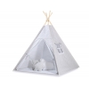 Tipi lektält och dekorfjädrar Vita Prickar på grå