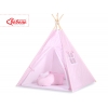 Tipi lektält och dekorfjädrar Vita Prickar på rosa