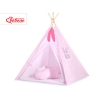 Tipi lektält och dekorfjädrar Vita Prickar på rosa