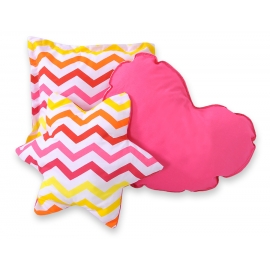 3-delar kuddar - Chevron pink-gelb