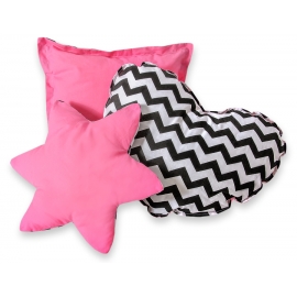3-delar kuddar - Chevron Svart/rosa
