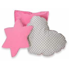 3-delar kuddar - Grey checkered- rosa