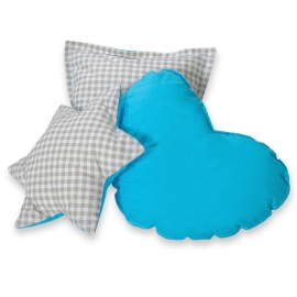 3-delar kuddar - grey checkered-turquoise