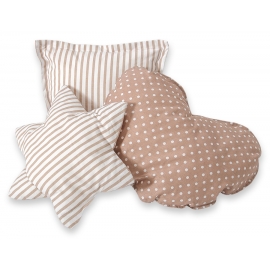 3-delar kuddar - Vita Prickar på brown/beige ränder