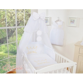 Baby Bäddset / Sängkläder 7 delar med myggnät Little Prince/Princess vit