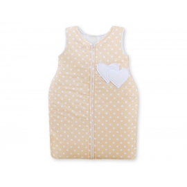 Baby Sovpåse Hjärtan Vita Prickar på beige