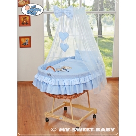 Babykorg med himmel Björn med rosett blå
