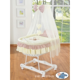 Babykorg med himmel Björn med rosett brun