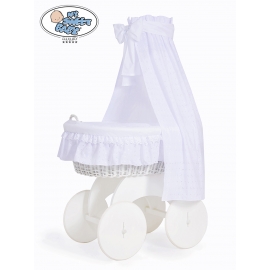 Babykorg med himmel på hjul Charlotte no 70202med vit broderat Bäddset