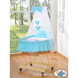 Babykorg med himmel Ugglor Bigi Zibi & Adele turquoise