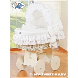 Babykorg med hjul Little Angel vit