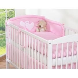 Babysäng Bäddset / Sängkläder 3-delar hjärtan rosa