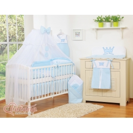 Bäddset / Sängkläder 11 delar med stor myggnät Little Prince/Princess blå