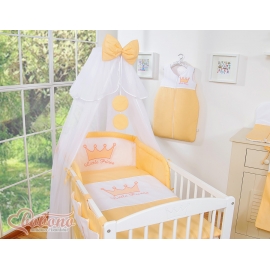 Bäddset till Babysäng 5 delar med stor myggnät Little Prince/Princess peach