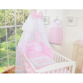 Bäddset / Sängkläder 5 delar med stor myggnät Little Prince/Princess rosa