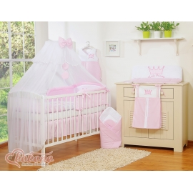 Bäddset / Sängkläder 11 delar med stor myggnät Little Prince/Princess rosa