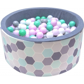 Bollhav grå med 200 bollar Hexagoner