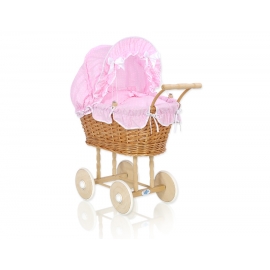 Dockvagn i rotting naturfärgad Bäddset Prickar på Rosa