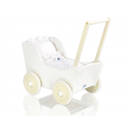 Dockvagn i trä Milla med bäddset Vit-Beige-754
