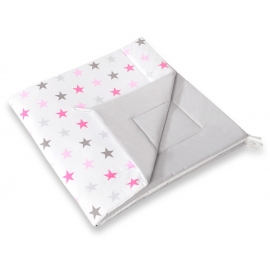 Double-sided Tipitält lekmatta dubbelsidig Grå-rosa stjärnor/grå