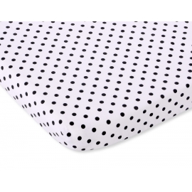Dra-på-lakan i bomull 140x70cm Vit med black prickar