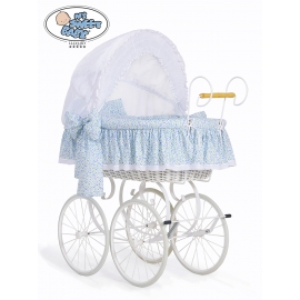 Exklusiv Gammaldags Babykorg Jasmine - White - blå with lace