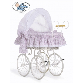 Exklusiv Gammaldags Babykorg Uppsättning Jasmine - White - rosa with lace