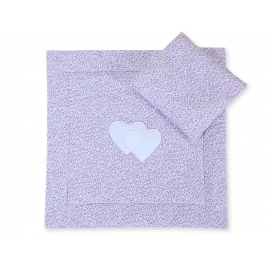 KBaby pram set 2pcs- hjärtan rosa blommor