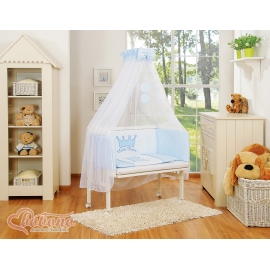Spjälsäng bedside Sidosäng med madrass med sängkläder Little Prince/Princess blå