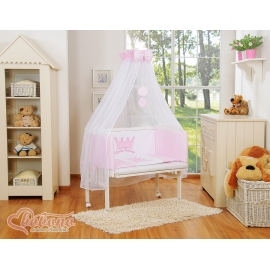 Spjälsäng bedside Sidosäng med madrass med sängkläder Little Prince/Princess rosa