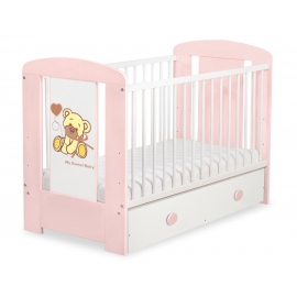 Spjälsäng 120x60cm Nallebjörn med rosett med lådor MAXI