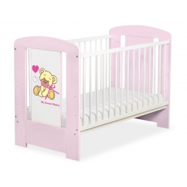 Spjälsäng 120x60cm Nallebjörn med rosett rosa no. 5004-08-324