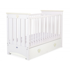 Spjälsäng 120x60cm vit/cream med lådor MAXI