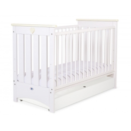 Spjälsäng 120x60cm vit/cream med lådor STANDARD