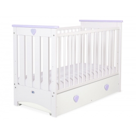 Spjälsäng 120x60cm vit/lilac med lådor MAXI