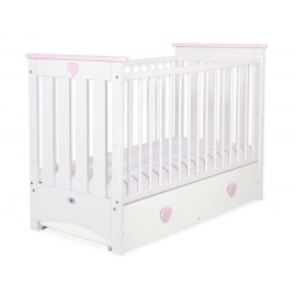 Spjälsäng 120x60cm vit/pink med lådor MAXI