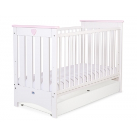 Spjälsäng 120x60cm vit/pink med lådor STANDARD