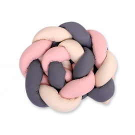 Spjälskydd fläta till Babysäng Vagga - beige-Antracit-pastel rosa