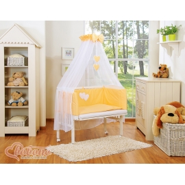 startpaket: Bedside cot + madrass+ sängkläder- hjärtan peach