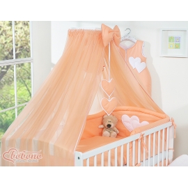 Myggnät till babysäng Chiffon hjärtan peach
