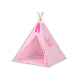 Tipi Lektält med lekmatta med dekorfjädrar rosa
