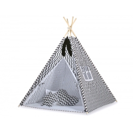 Tipi lektält och dekorfjädrar Chevron black