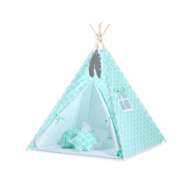 Tipi lektält och dekorfjädrar Marocco mynta