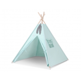 Tipi lektält och dekorfjädrar mynta