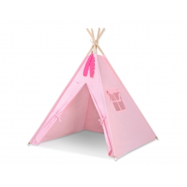 Tipi lektält och dekorfjädrar rosa