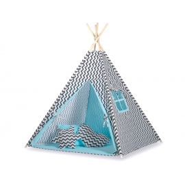 Tipi-tält Chevron Svart/blå