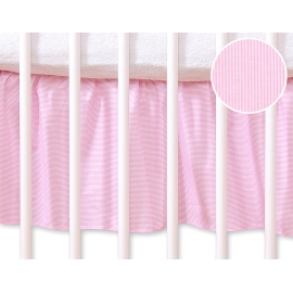 Volang / sängkappa till Babysäng 120x60cm- hjärtan rosa ränder