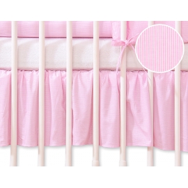 Volang / sängkappa till Babysäng 140x70cm- hjärtan rosa ränder