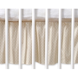 Volang / sängkappa till Babysäng 140x70cm- hjärtan Vita Prickar på beige