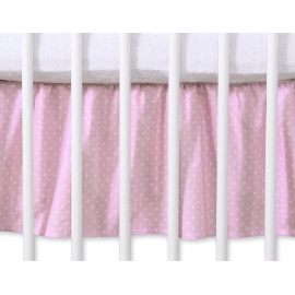 Volang / sängkappa till Babysäng 140x70cm- hjärtan Vita Prickar på rosa